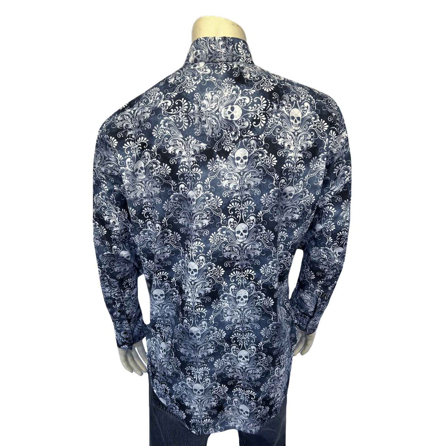Rockmount Ranch Wear Men's Charcoal Skulls & Moths Print Western Shirt - Rockmount Clothing - Flyclothing LLC