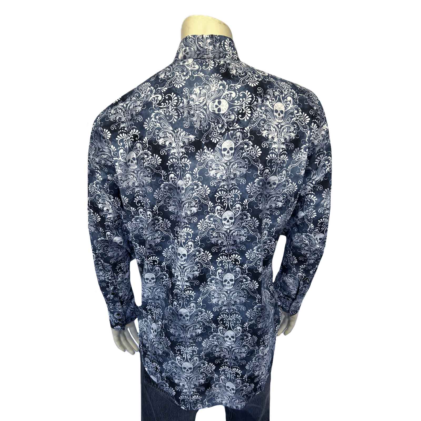 Rockmount Ranch Wear Men's Charcoal Skulls & Moths Print Western Shirt - Rockmount Clothing - Flyclothing LLC
