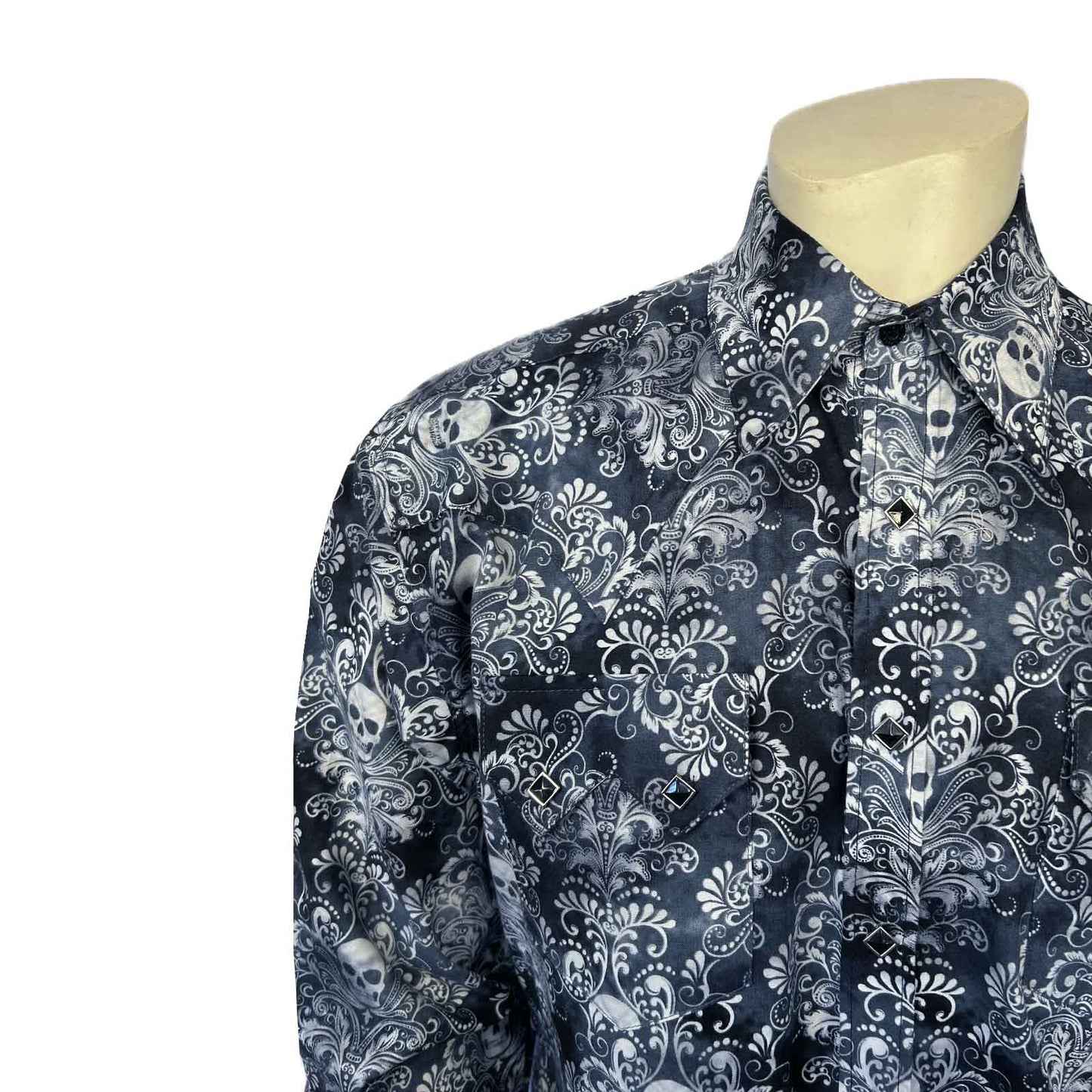 Rockmount Ranch Wear Men's Charcoal Skulls & Moths Print Western Shirt - Rockmount Clothing - Flyclothing LLC