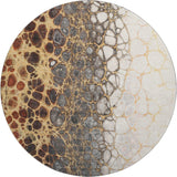 8' Ivory Gray And Gold Abstract Washable Round Rug With UV Protection - HomeRoots - Flyclothing LLC