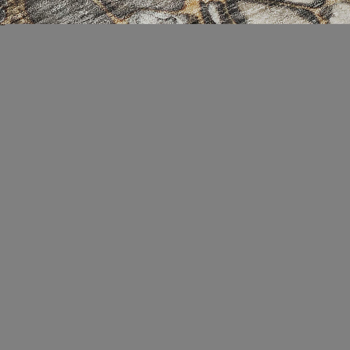 8' Ivory Gray And Gold Abstract Washable Round Rug With UV Protection - HomeRoots - Flyclothing LLC