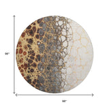8' Ivory Gray And Gold Abstract Washable Round Rug With UV Protection - HomeRoots - Flyclothing LLC