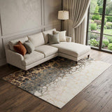 8' X 10' Ivory Gray And Gold Abstract Distressed Washable Area Rug With UV Protection - HomeRoots - Flyclothing LLC