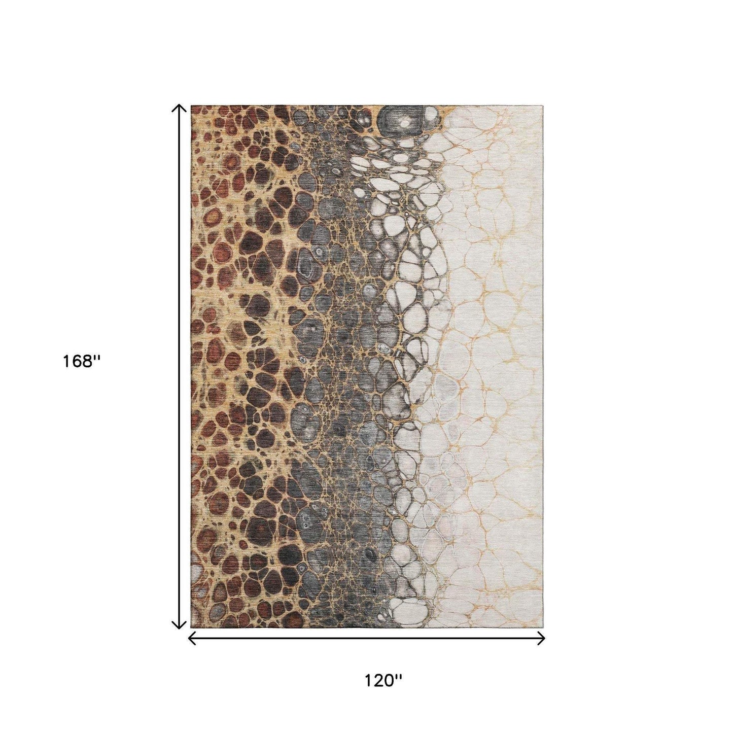 10' X 14' Ivory Gray And Gold Abstract Distressed Washable Area Rug With UV Protection - HomeRoots - Flyclothing LLC