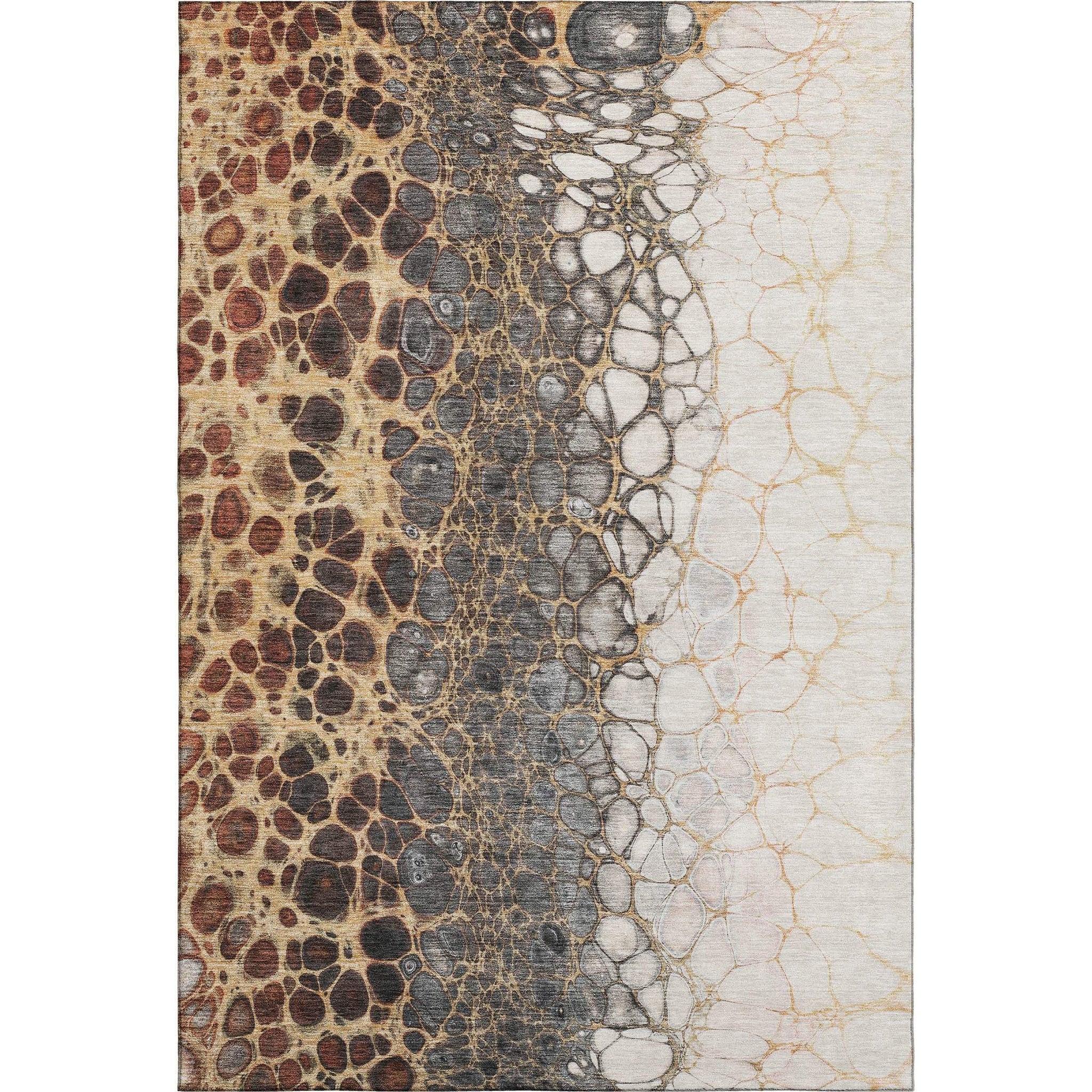 10' X 14' Ivory Gray And Gold Abstract Distressed Washable Area Rug With UV Protection - HomeRoots - Flyclothing LLC