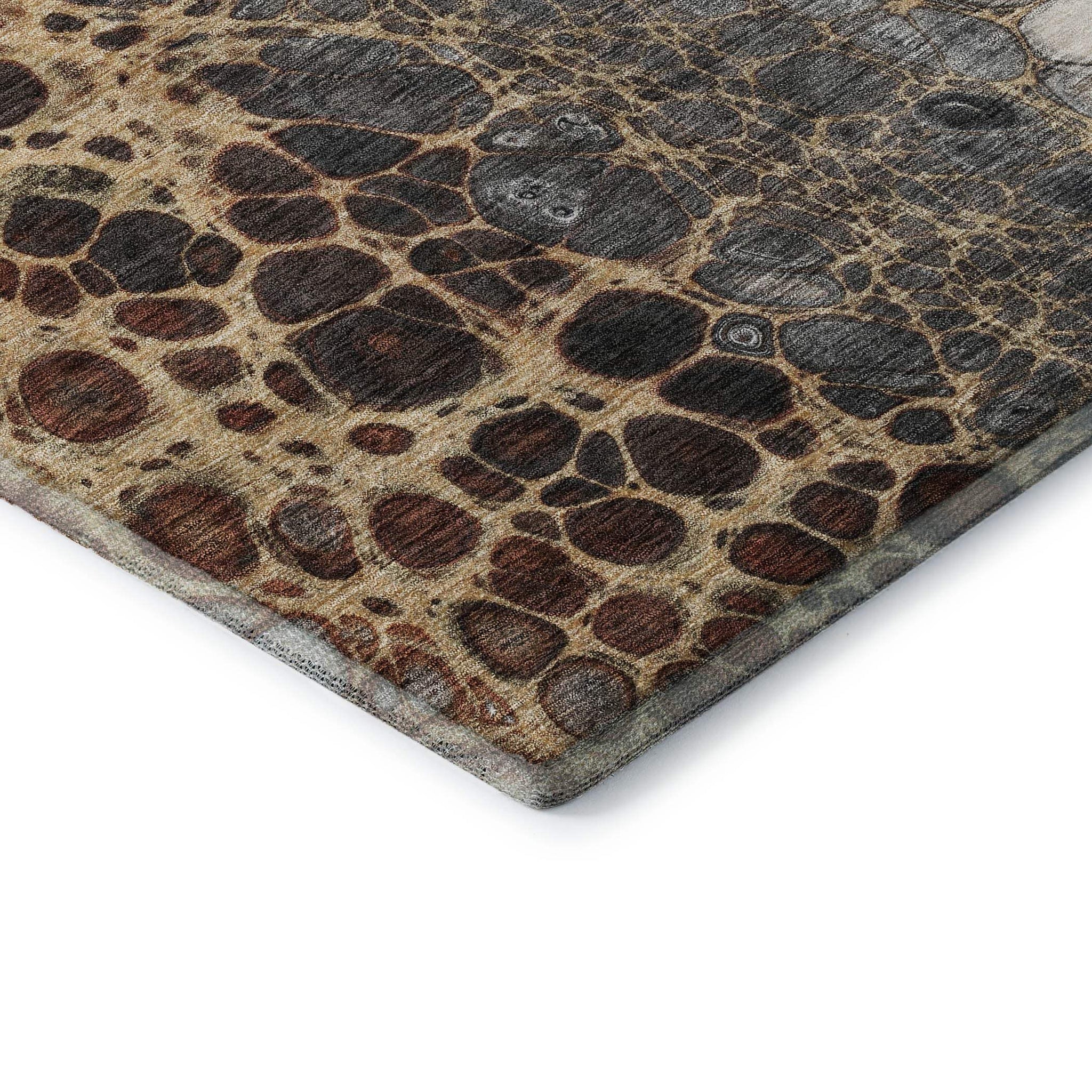 10' X 14' Ivory Gray And Gold Abstract Distressed Washable Area Rug With UV Protection - HomeRoots - Flyclothing LLC