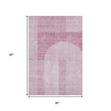 3' X 5' Blush And Ivory Geometric Washable Area Rug With UV Protection - HomeRoots - Flyclothing LLC