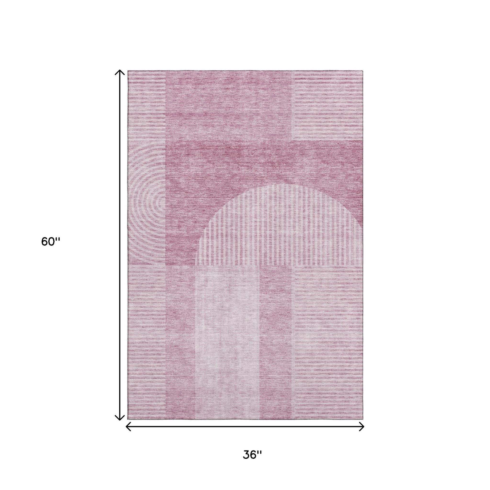 3' X 5' Blush And Ivory Geometric Washable Area Rug With UV Protection - HomeRoots - Flyclothing LLC