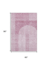 5' X 8' Blush And Ivory Geometric Washable Area Rug With UV Protection - HomeRoots - Flyclothing LLC