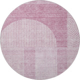 8' Blush And Ivory Geometric Washable Round Rug With UV Protection - HomeRoots - Flyclothing LLC