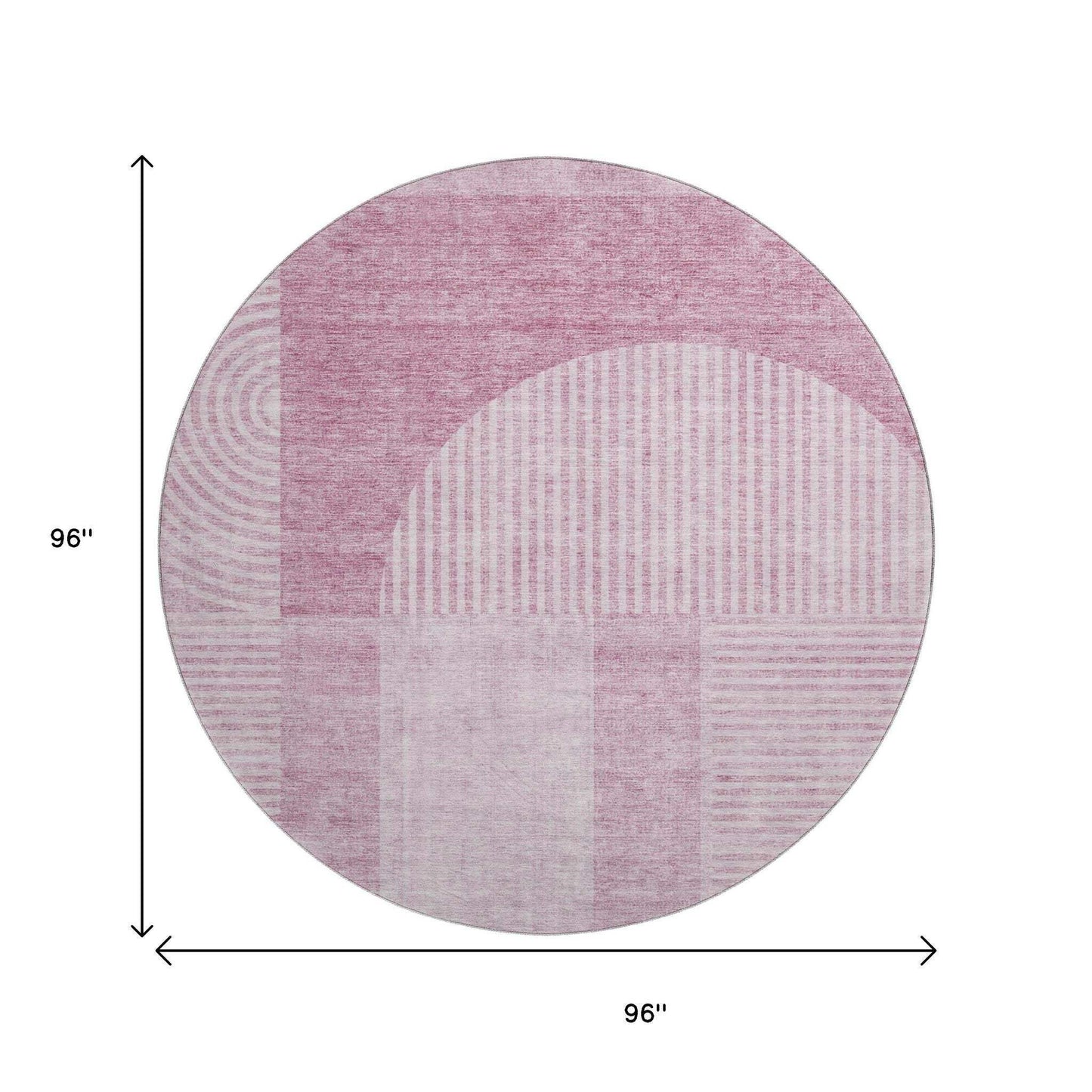 8' Blush And Ivory Geometric Washable Round Rug With UV Protection - HomeRoots - Flyclothing LLC