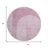 8' Blush And Ivory Geometric Washable Round Rug With UV Protection - HomeRoots - Flyclothing LLC