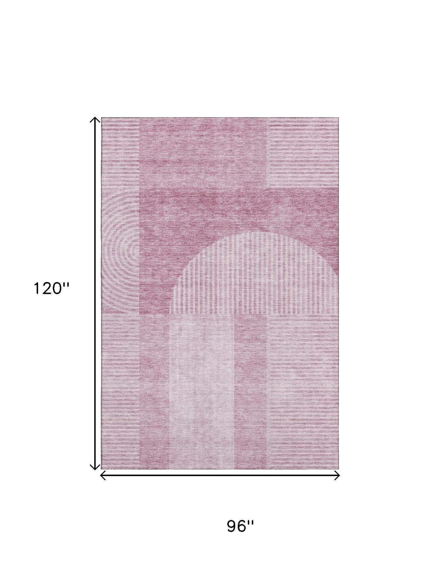 8' X 10' Blush And Ivory Geometric Washable Area Rug With UV Protection - HomeRoots - Flyclothing LLC