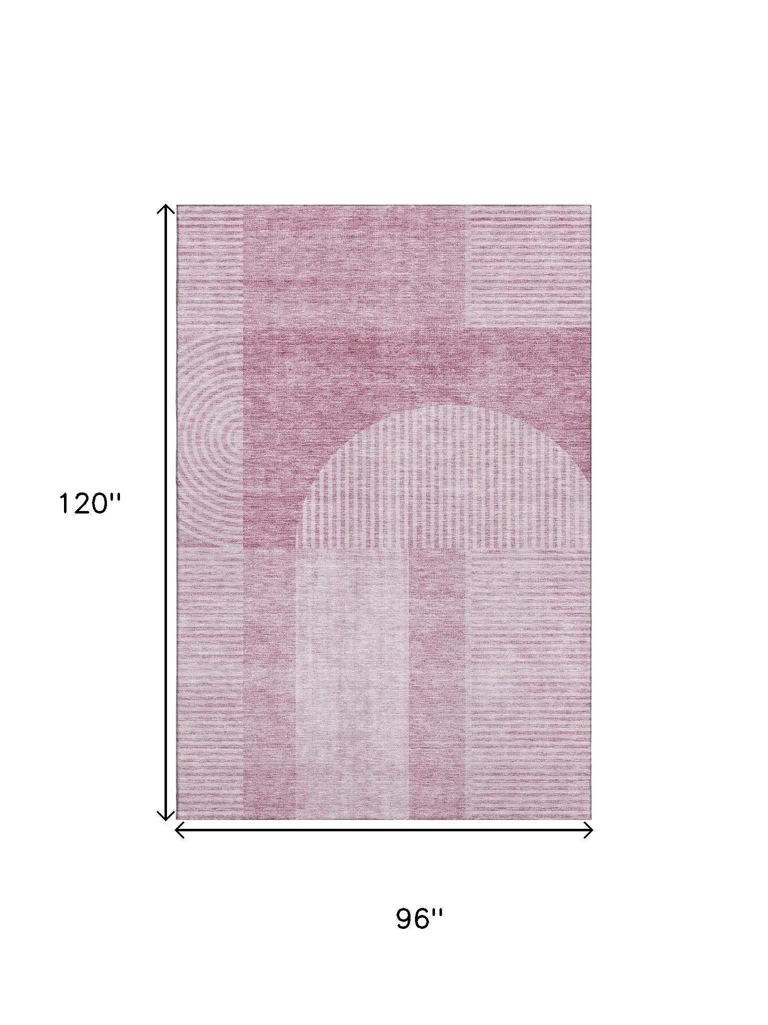 8' X 10' Blush And Ivory Geometric Washable Area Rug With UV Protection - HomeRoots - Flyclothing LLC