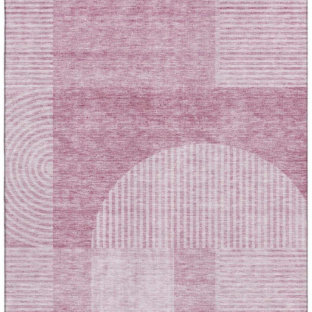 8' X 10' Blush And Ivory Geometric Washable Area Rug With UV Protection - HomeRoots - Flyclothing LLC