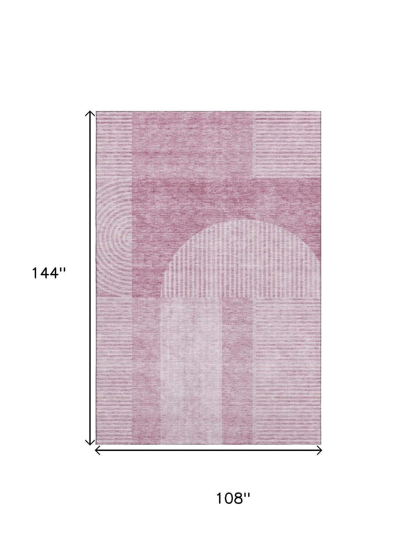 9' X 12' Blush And Ivory Geometric Washable Area Rug With UV Protection - HomeRoots - Flyclothing LLC