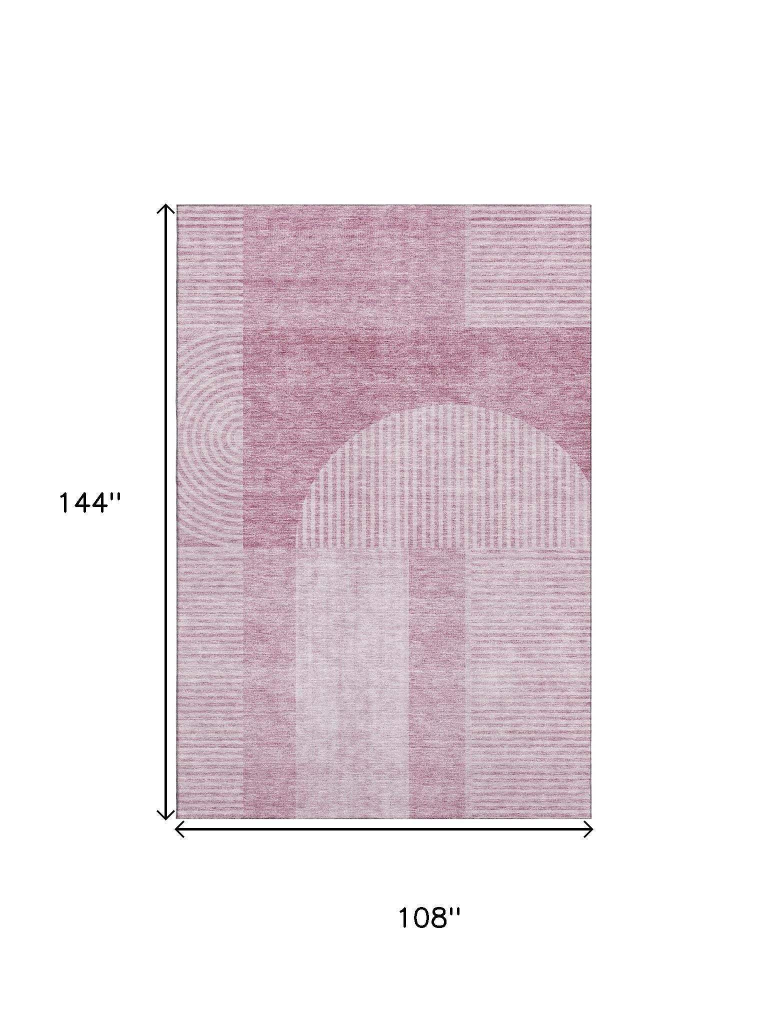 9' X 12' Blush And Ivory Geometric Washable Area Rug With UV Protection - HomeRoots - Flyclothing LLC