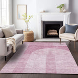 10' X 14' Blush And Ivory Geometric Washable Area Rug With UV Protection - HomeRoots - Flyclothing LLC
