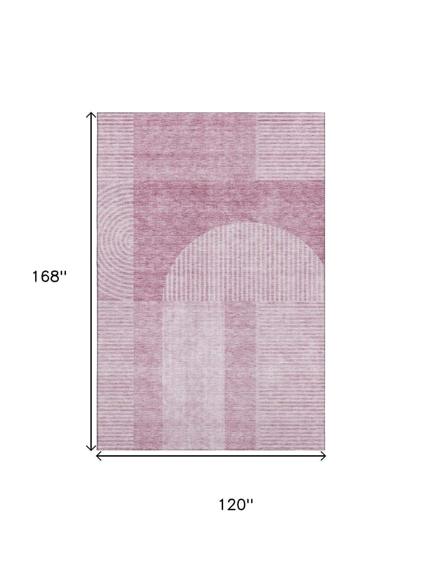 10' X 14' Blush And Ivory Geometric Washable Area Rug With UV Protection - HomeRoots - Flyclothing LLC
