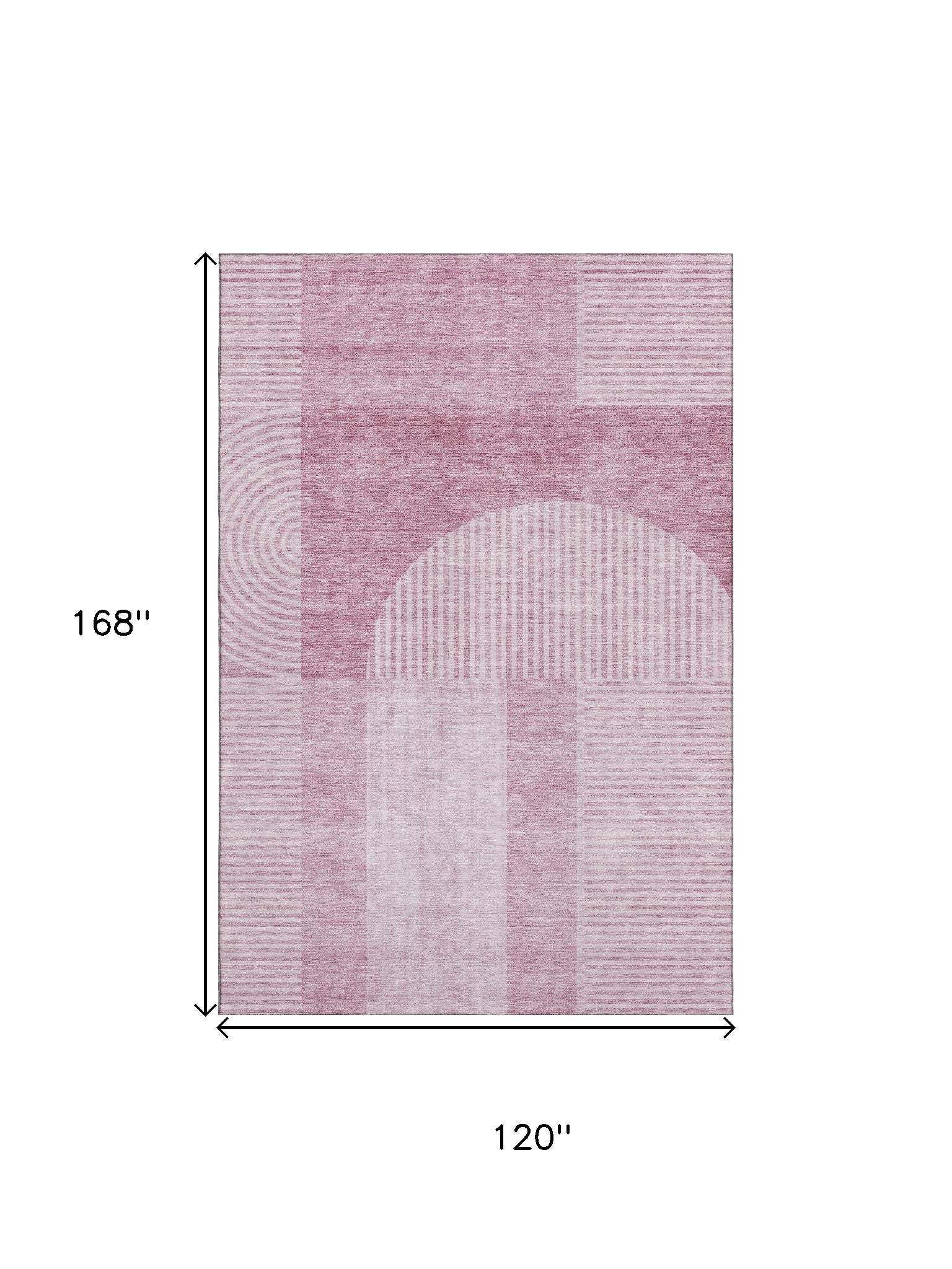 10' X 14' Blush And Ivory Geometric Washable Area Rug With UV Protection - HomeRoots - Flyclothing LLC