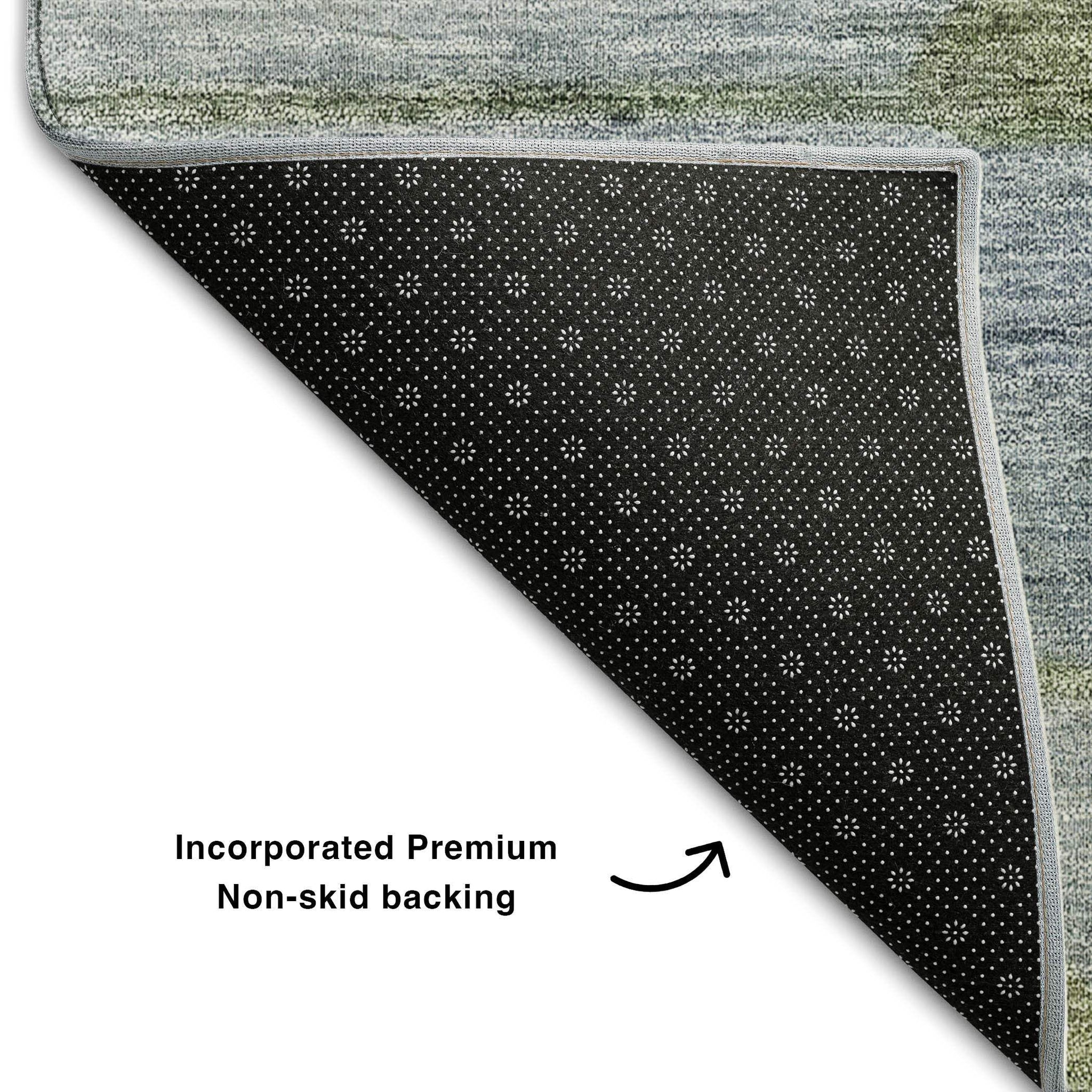 3' X 5' Blue Ivory And Gold Floral Washable Area Rug With UV Protection - HomeRoots - Flyclothing LLC
