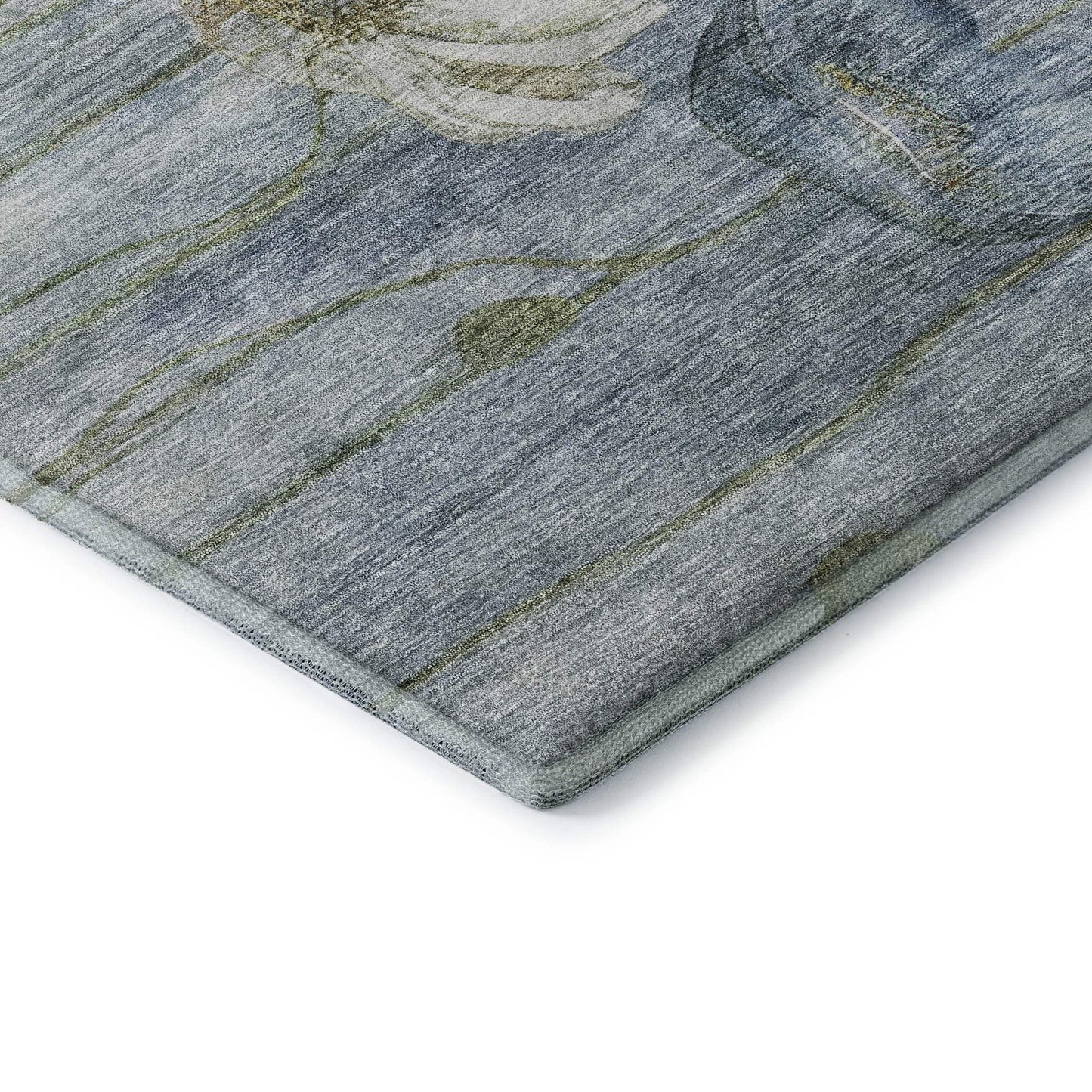 3' X 5' Blue Ivory And Gold Floral Washable Area Rug With UV Protection - HomeRoots - Flyclothing LLC