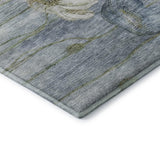 3' X 5' Blue Ivory And Gold Floral Washable Area Rug With UV Protection - HomeRoots - Flyclothing LLC