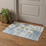 3' X 5' Blue Ivory And Gold Floral Washable Area Rug With UV Protection - HomeRoots - Flyclothing LLC