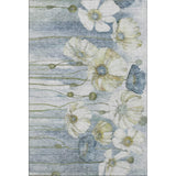 5' X 8' Blue Ivory And Gold Floral Washable Area Rug With UV Protection - HomeRoots - Flyclothing LLC