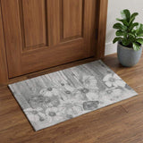 3' X 5' Gray And Silver Floral Washable Area Rug With UV Protection - HomeRoots - Flyclothing LLC