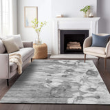 5' X 8' Gray And Silver Floral Washable Area Rug With UV Protection - HomeRoots - Flyclothing LLC