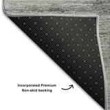 8' Gray And Silver Floral Washable Round Rug With UV Protection - HomeRoots - Flyclothing LLC