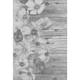 8' X 10' Gray And Silver Floral Washable Area Rug With UV Protection - HomeRoots - Flyclothing LLC
