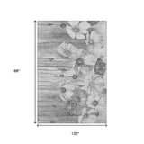 10' X 14' Gray And Silver Floral Washable Area Rug With UV Protection - HomeRoots - Flyclothing LLC