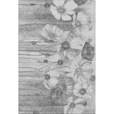10' X 14' Gray And Silver Floral Washable Area Rug With UV Protection - HomeRoots - Flyclothing LLC