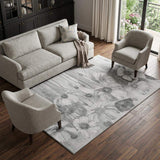 10' X 14' Gray And Silver Floral Washable Area Rug With UV Protection - HomeRoots - Flyclothing LLC