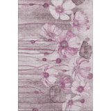 5' X 8' Plum And Ivory Floral Washable Area Rug With UV Protection - HomeRoots - Flyclothing LLC