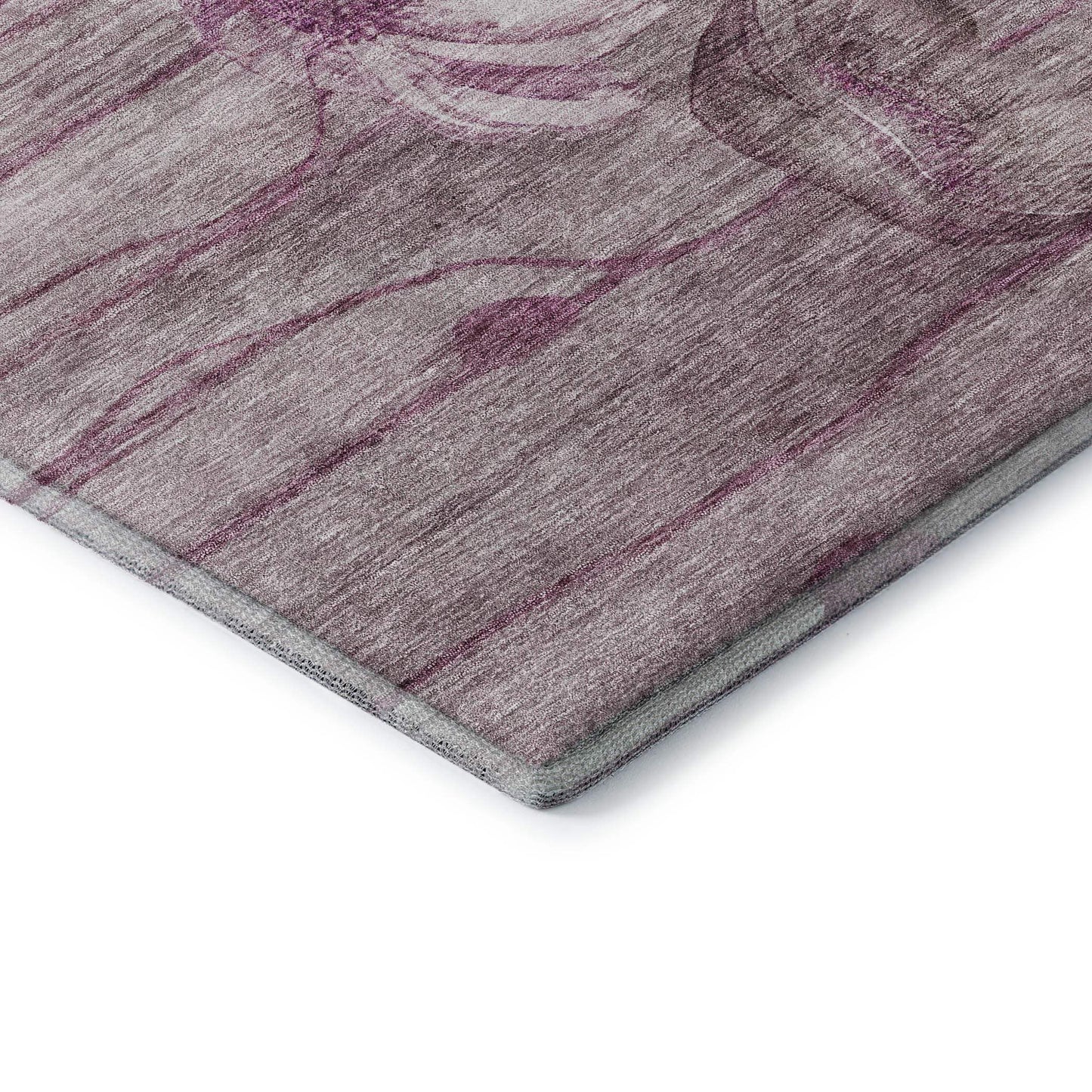 5' X 8' Plum And Ivory Floral Washable Area Rug With UV Protection - HomeRoots - Flyclothing LLC