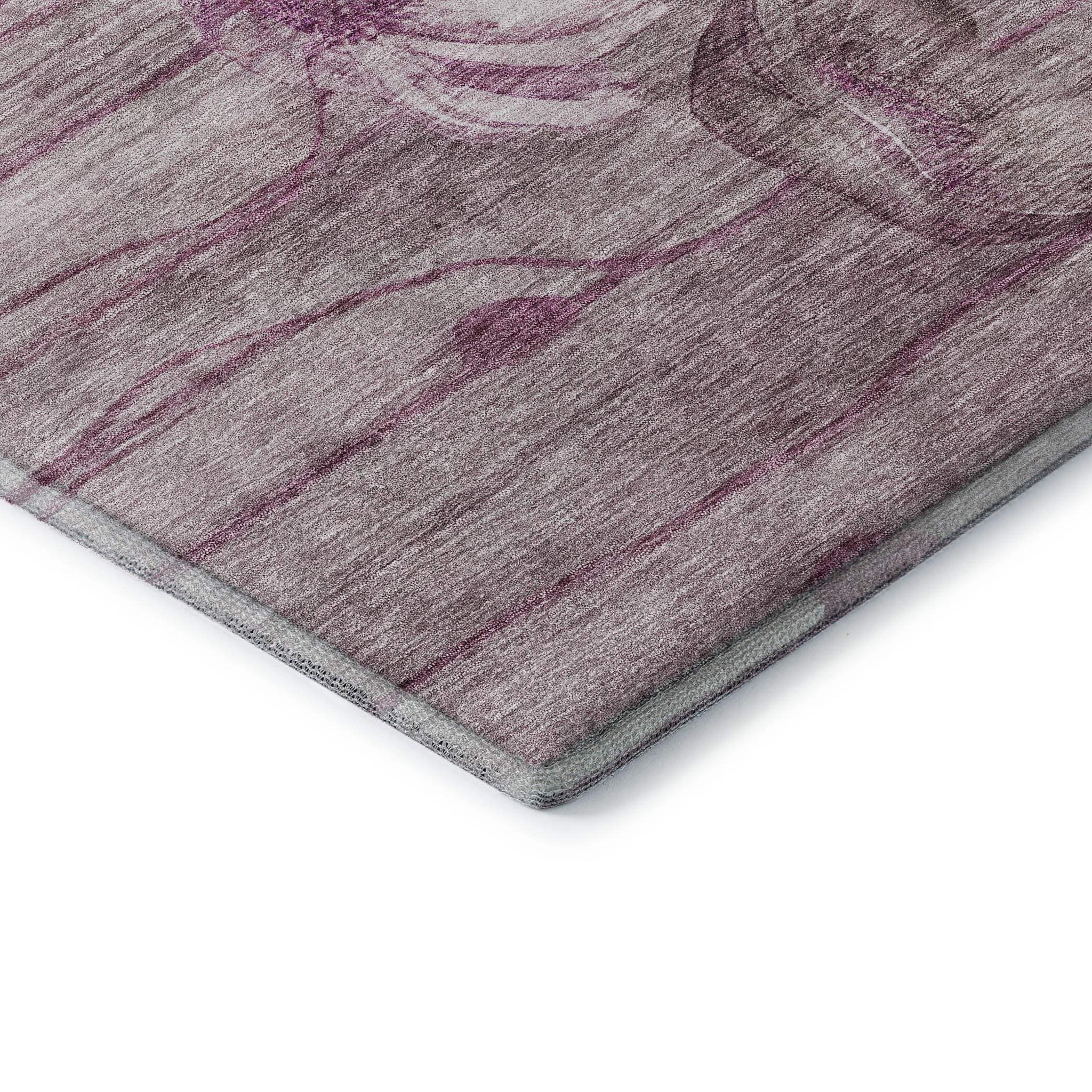 5' X 8' Plum And Ivory Floral Washable Area Rug With UV Protection - HomeRoots - Flyclothing LLC
