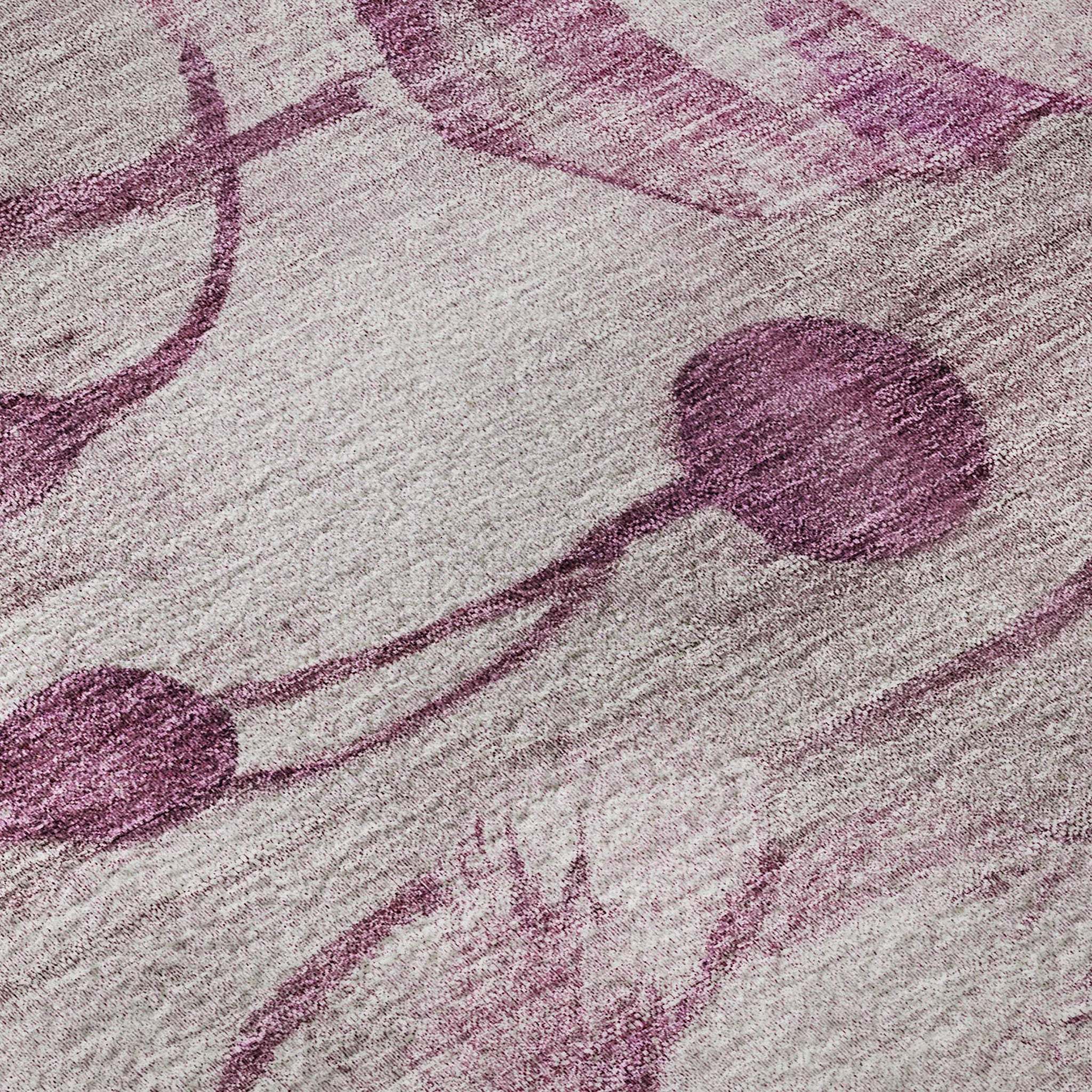 5' X 8' Plum And Ivory Floral Washable Area Rug With UV Protection - HomeRoots - Flyclothing LLC