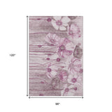 8' X 10' Plum And Ivory Floral Washable Area Rug With UV Protection - HomeRoots - Flyclothing LLC