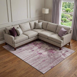 9' X 12' Plum And Ivory Floral Washable Area Rug With UV Protection - HomeRoots - Flyclothing LLC