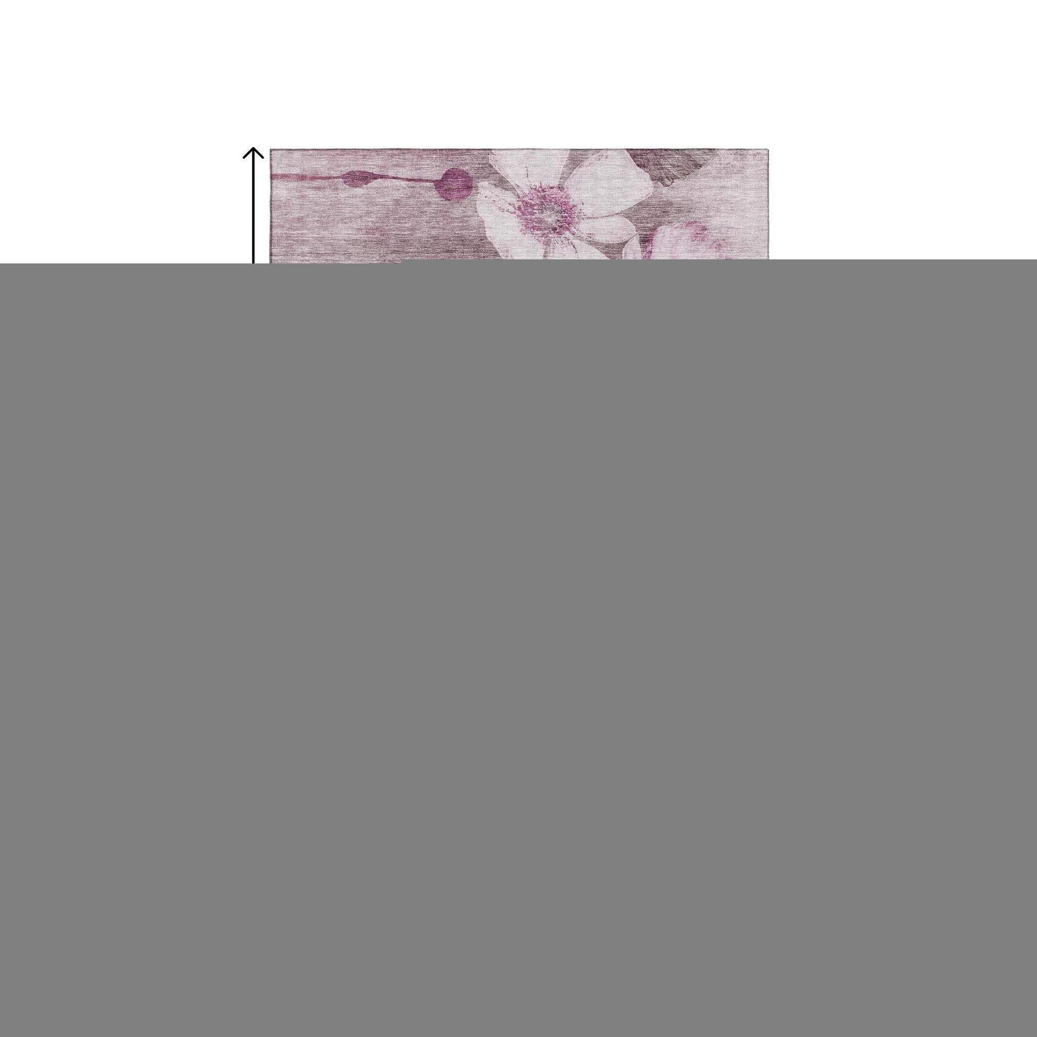 10' X 14' Plum And Ivory Floral Washable Area Rug With UV Protection - HomeRoots - Flyclothing LLC