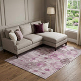 10' X 14' Plum And Ivory Floral Washable Area Rug With UV Protection - HomeRoots - Flyclothing LLC