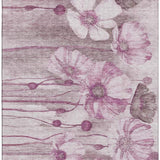 10' X 14' Plum And Ivory Floral Washable Area Rug With UV Protection - HomeRoots - Flyclothing LLC