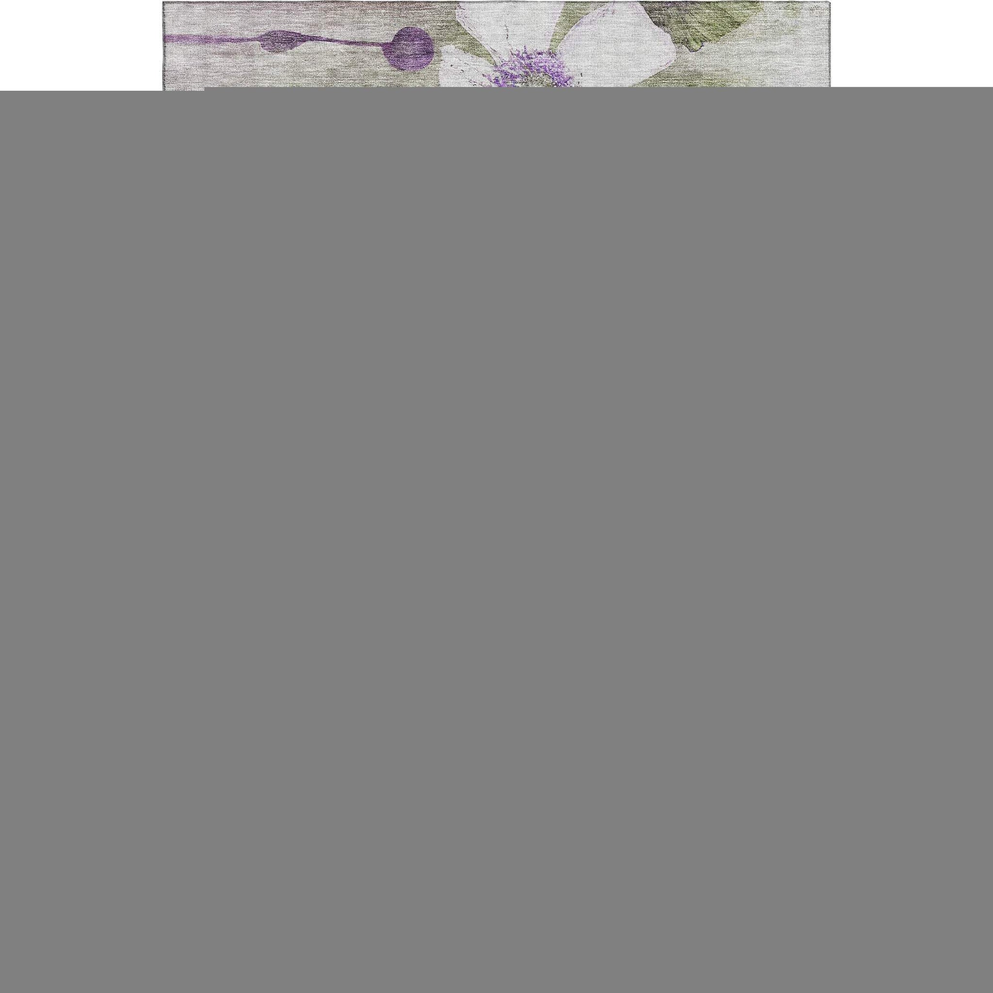 5' X 8' Purple Green And Ivory Floral Washable Area Rug With UV Protection - HomeRoots - Flyclothing LLC
