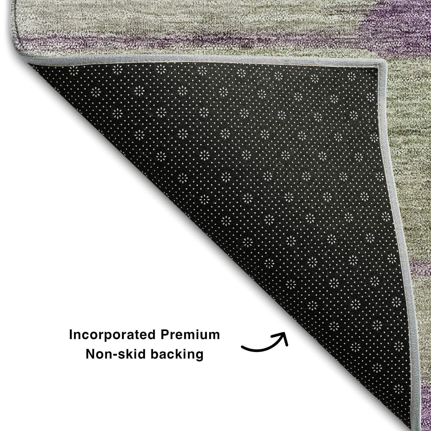 5' X 8' Purple Green And Ivory Floral Washable Area Rug With UV Protection - HomeRoots - Flyclothing LLC