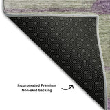 5' X 8' Purple Green And Ivory Floral Washable Area Rug With UV Protection - HomeRoots - Flyclothing LLC