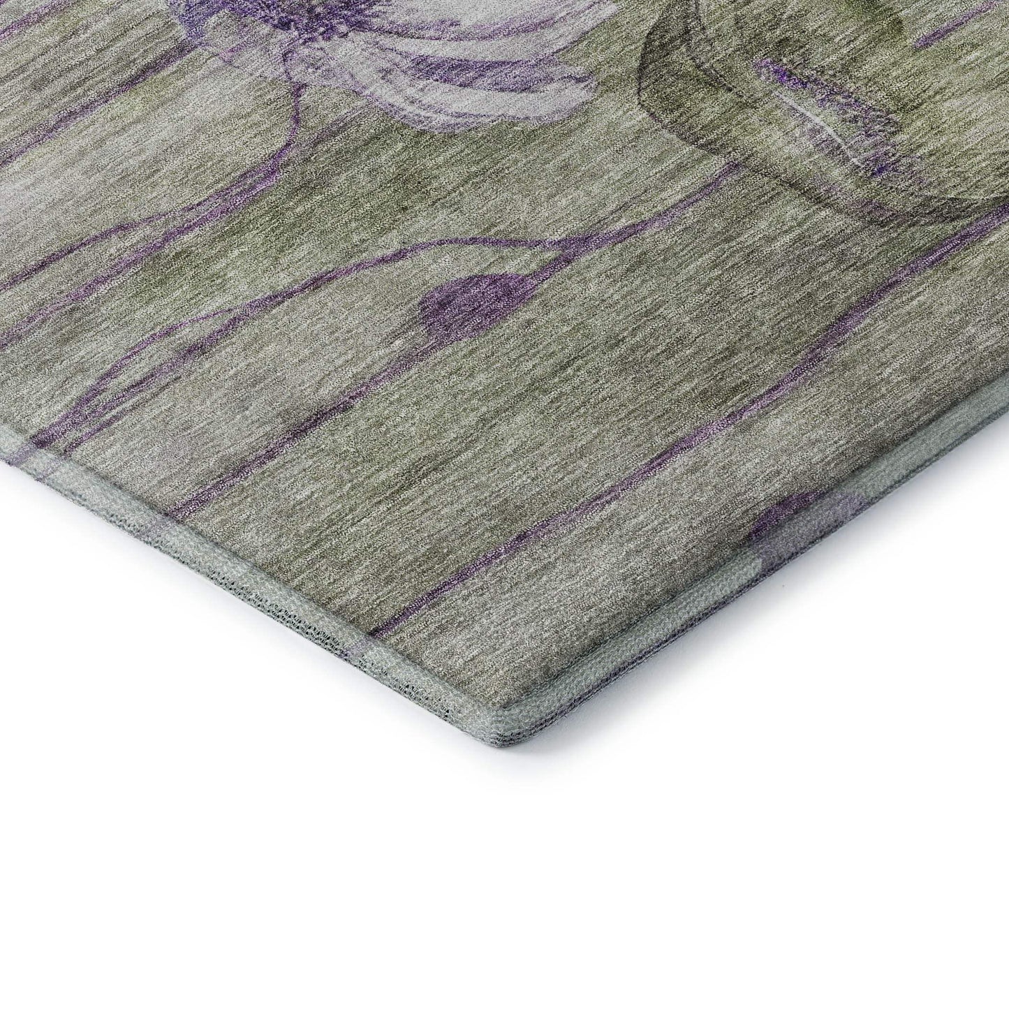 8' Purple Green And Ivory Floral Washable Round Rug With UV Protection - HomeRoots - Flyclothing LLC