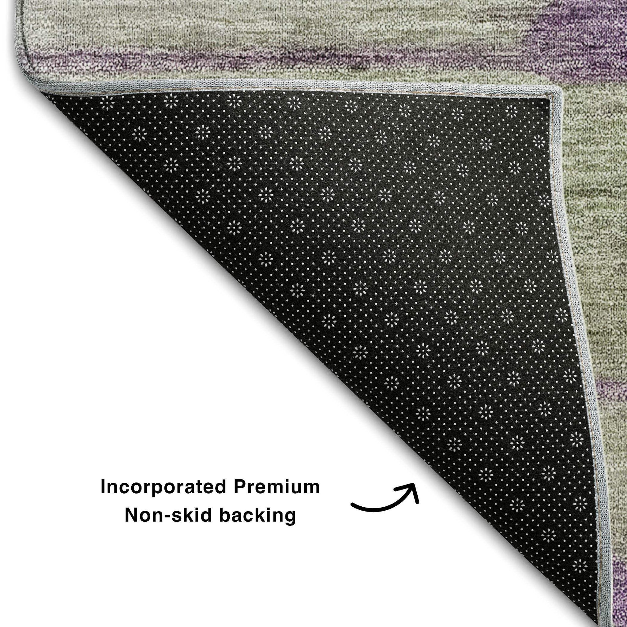 8' X 10' Purple Green And Ivory Floral Washable Area Rug With UV Protection - HomeRoots - Flyclothing LLC